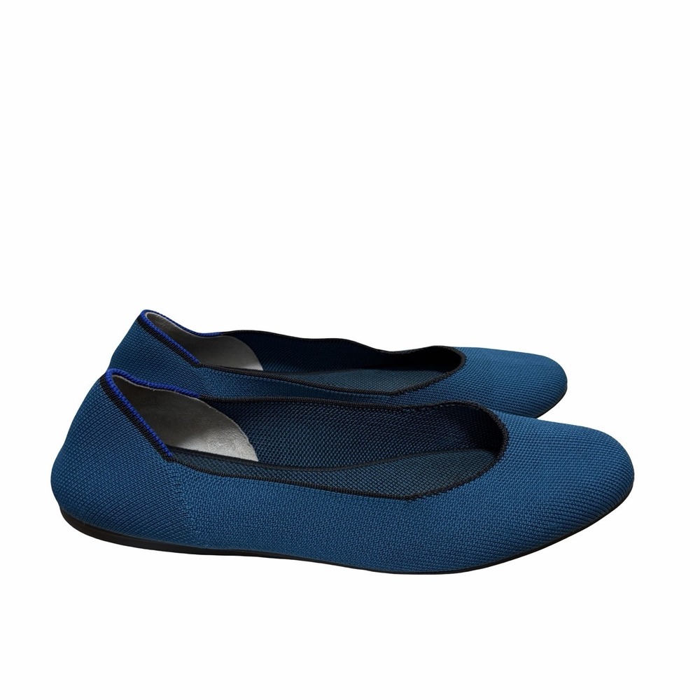 Rothys Womens Round Toe‎ Knit Ballet Flats US 9.5 EU 40.5 Blue Machine Washable